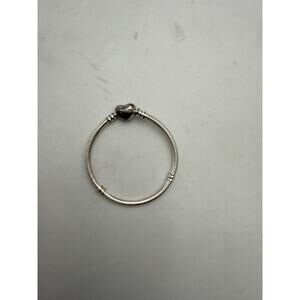 Pandora Moments Snake Chain Charm Bracelet Heart Clasp Sterling Silver